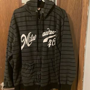 Brew City Gray/Black Strip Milwaukee 46 Hoodie